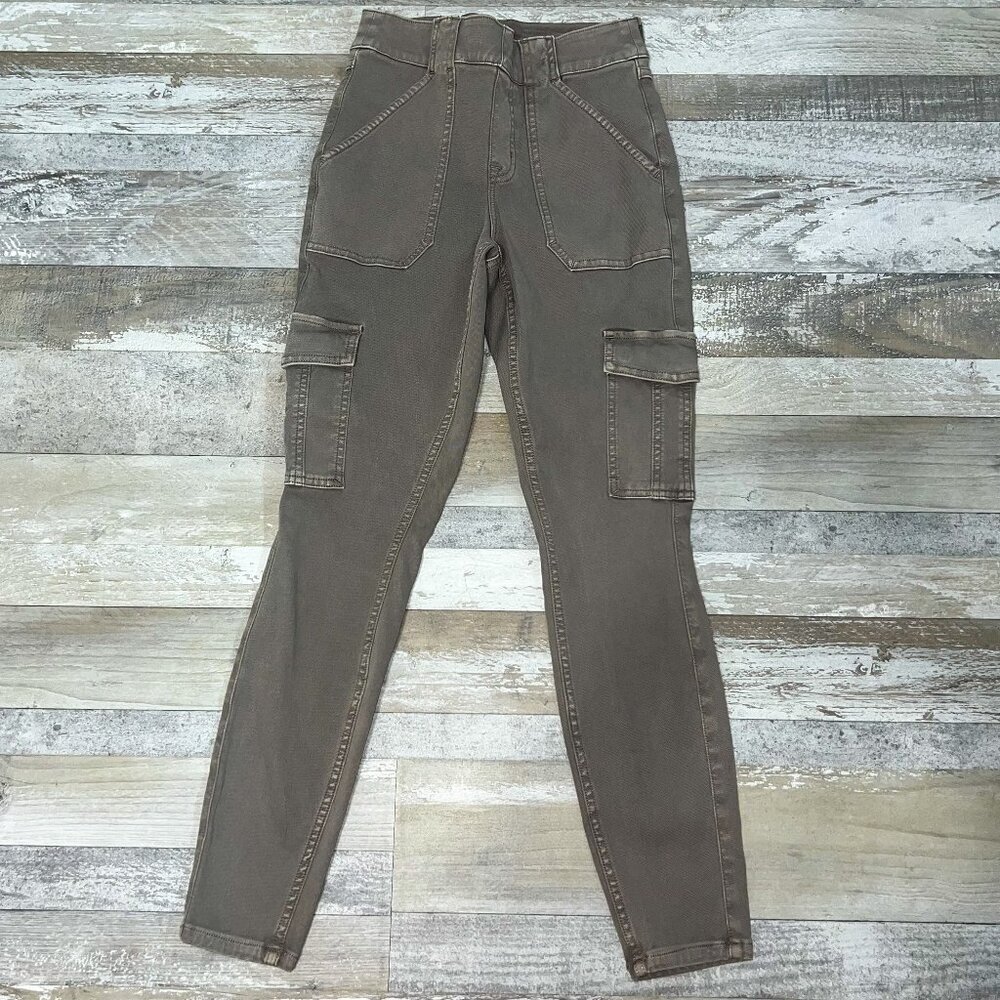 Spanx Women's Twill Skinny Pants Cargo Pockets Size S Petite